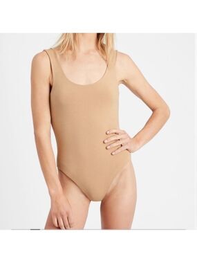 Banana Republic Double-Layer Scoop Neck Smooth Fabric Thong Bodysuit